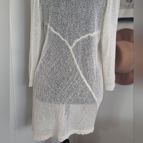 Eileen Fisher White Linen Knit Open Weave sz MD EUC - Picture 8 of 9